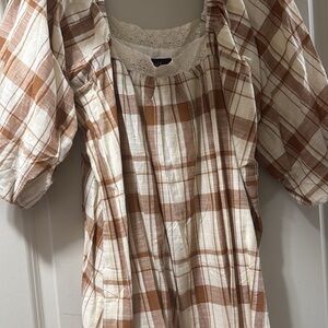 Plaid Puff Sleeve Dress